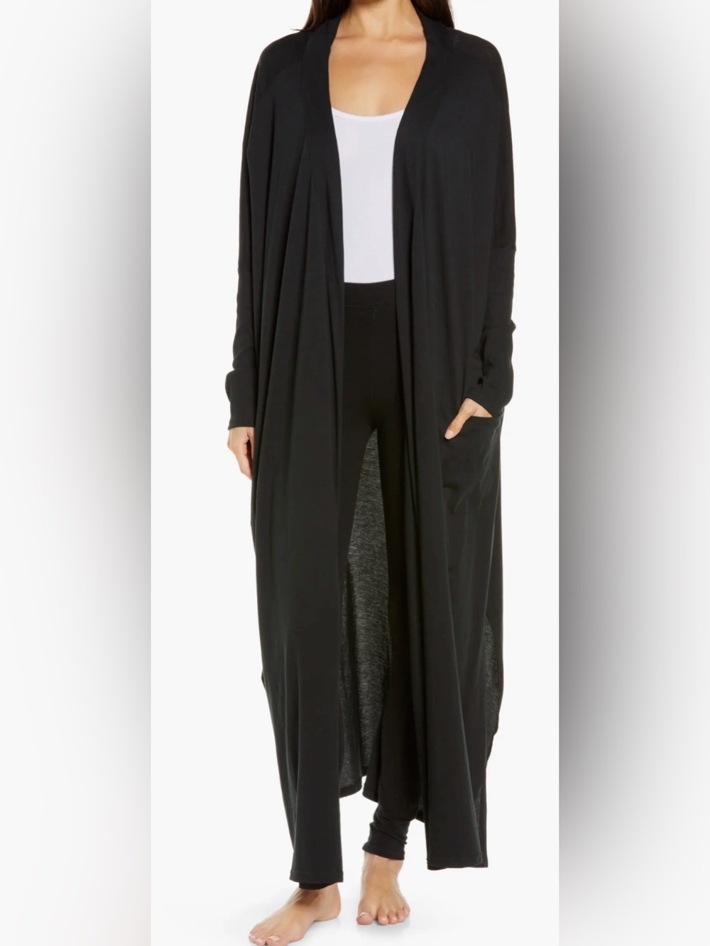 LUNYA Pima Cotton Long Cardigan Black ONE SIZE
